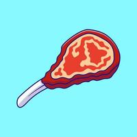 Tomhawk Steak Meat Cut With Bone Cartoon Illustration. Food Object Concept. Flat Cartoon Outline Style. vector