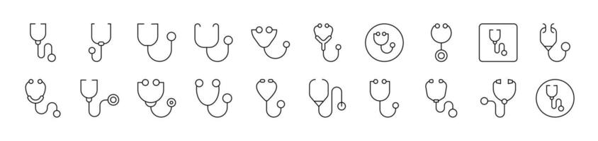 Stethoscope Related Icon Set. Editable Stroke. Suitable for Web Sites, Books, Cards, Apps vector