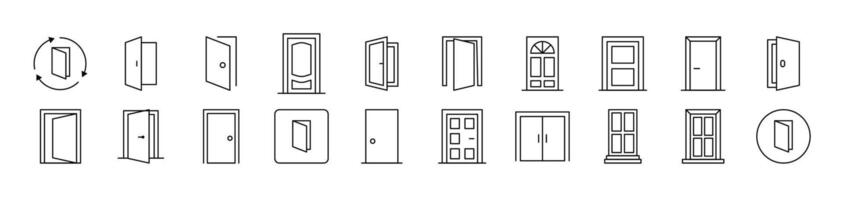 Door Bundle of Thin Icons. Editable Stroke. Suitable for Web Sites, Books, Cards, Apps vector