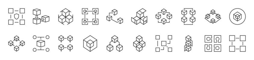Various Cubes Line Icon Collection. Editable Stroke. Perfect for Infographics, Articles, Books, Flyers, Banners vector