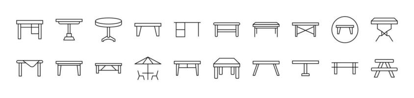 Table Related Line Icons for Web Sites, Books, Cards, Apps. Editable Stroke. Suitable for Web Sites, Books, Cards, Apps vector