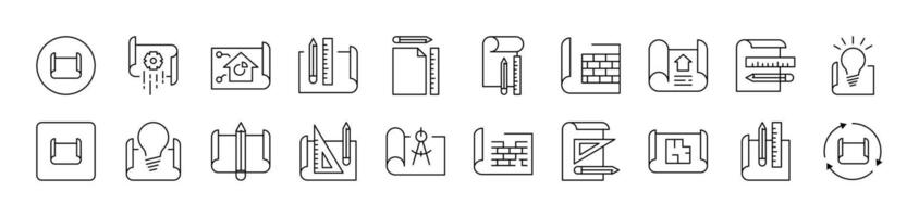 Drafts and Drawings Bundle of Thin Icons. Editable Stroke. Suitable for Web Sites, Books, Cards, Apps vector