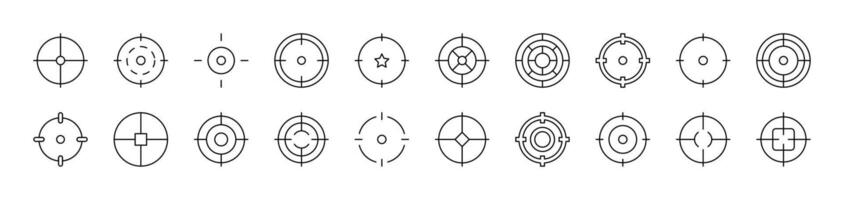 Target Set of Thin Icons. Editable Stroke. Suitable for Web Sites, Books, Cards, Apps vector