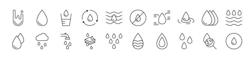 Water Collection of Thin Icons. Editable Stroke. Suitable for Web Sites, Books, Cards, Apps vector