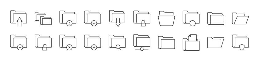 Computer Folder Thin Icons Collection. Editable Stroke. Suitable for Web Sites, Books, Cards, Apps vector