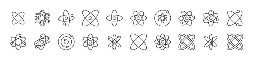 Isolated Atom, Orbit Collection of Thin Icons. Editable Stroke. Suitable for Web Sites, Books, Cards, Apps vector