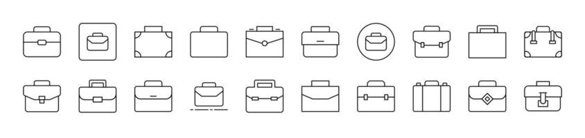 Briefcase, Business Suitcase Outline Simple Linear Image Collection. Editable Stroke. Suitable for Web Sites, Books, Cards, Apps vector