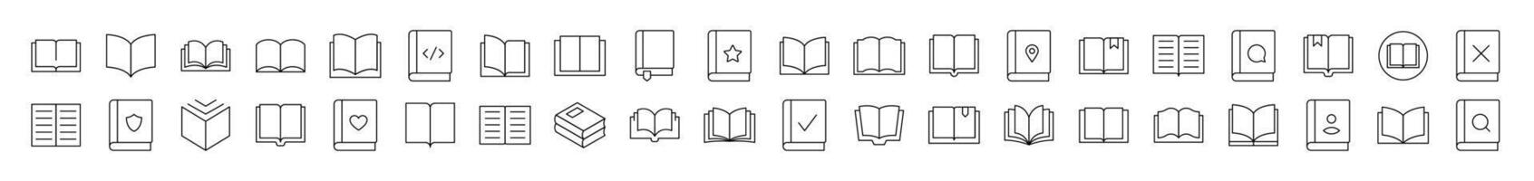 Opened Book Icon Set for UI, Placards, Books, Apps. Editable Stroke. Suitable for Web Sites, Books, Cards, Apps vector