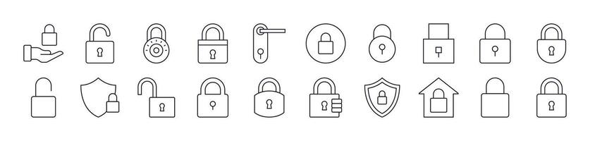 Lock Line Icon Collection. Editable Stroke. Minimalistic Linear Pictogram for Design of Cards, Apps, Banners, Posts vector