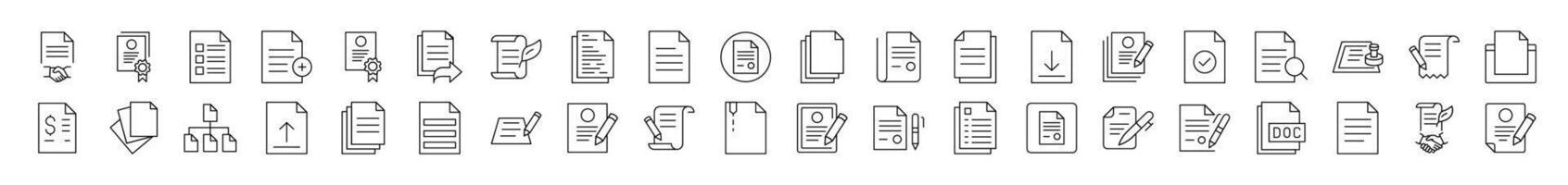 Document, Contract, Presentation Outline Picture Collection. Editable Stroke. Perfect for Infographics, Articles, Books, Flyers, Banners vector