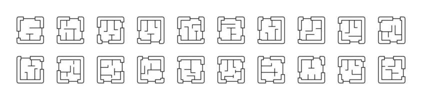 Floor Plan Icon Set for UI, Placards, Books, Apps. Editable Stroke. Suitable for Web Sites, Books, Cards, Apps vector