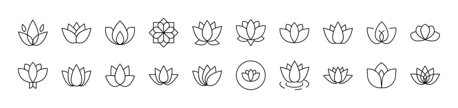 Flower Bundle of Thin Icons. Editable Stroke. Suitable for Web Sites, Books, Cards, Apps vector