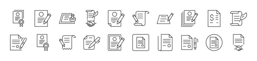 Documents with Quill, Pen, Stamp Simple Icon Collection. Editable Stroke. Perfect for Infographics, Articles, Books, Flyers, Banners vector