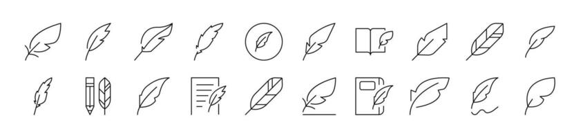 Feather Bundle of Thin Icons. Editable Stroke. Suitable for Web Sites, Books, Cards, Apps vector