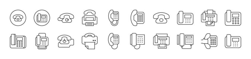 Phone and Fax Thin Icons Collection. Editable Stroke. Suitable for Web Sites, Books, Cards, Apps vector