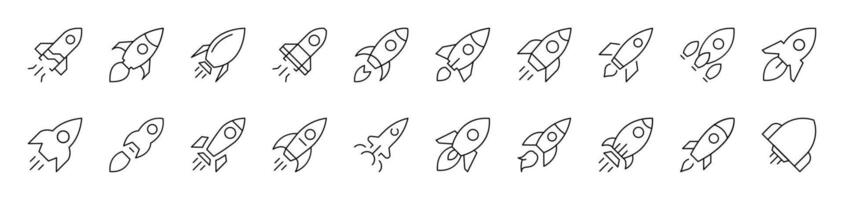 Spaceship Related Line Icon Collection. Editable Stroke. Perfect for Infographics, Articles, Books, Flyers, Banners vector