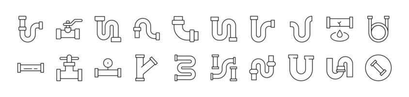 Pipe Related Line Icons for Web Sites, Books, Cards, Apps. Editable Stroke. Suitable for Web Sites, Books, Cards, Apps vector