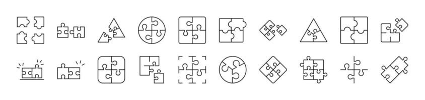 Puzzle Outline Picture Collection. Editable Stroke. Perfect for Infographics, Articles, Books, Flyers, Banners vector