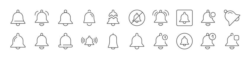 Bell as Ring and Notification Icon Set for UI, Placards, Books, Apps. Editable Stroke. Suitable for Web Sites, Books, Cards, Apps vector