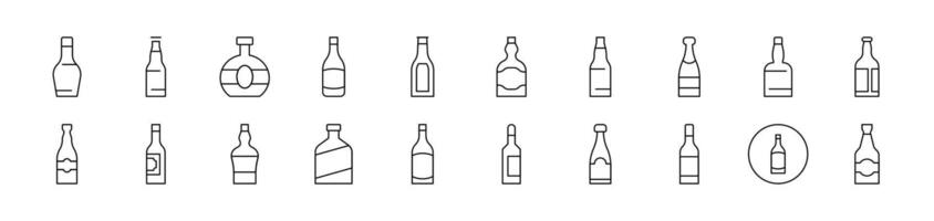 Bottle Set of Thin Icons. Editable Stroke. Suitable for Web Sites, Books, Cards, Apps vector