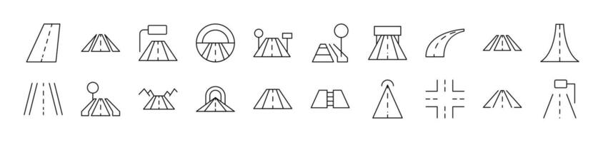 Road Set of Thin Icons. Editable Stroke. Suitable for Web Sites, Books, Cards, Apps vector