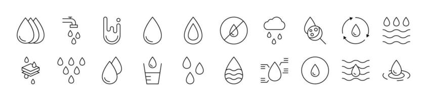 Water Pack of Thin Icons. Editable Stroke. Suitable for Web Sites, Books, Cards, Apps vector
