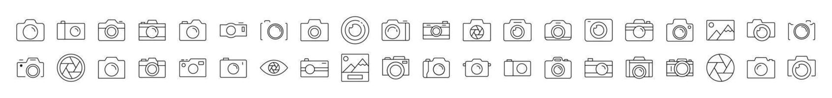 Photo Thin Line Icon Set. Editable Stroke. Suitable for Banners, Cards, Social Networks, Apps vector