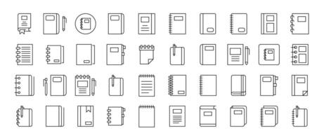 Notebook Collection of Thin Icons. Editable Stroke. Suitable for Web Sites, Books, Cards, Apps vector