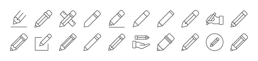 Pack of Line Icons of Pen. Editable Stroke. Minimalistic Linear Pictogram for Design of Cards, Apps, Banners, Posts vector