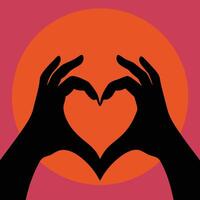 hands making a heart shape with a red background vector