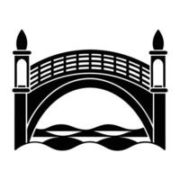 a black and white illustration of a bridge white background. vector