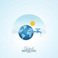World Water Day Background Illustration with world 3d map vector