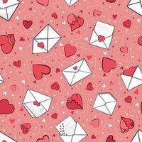 Love letters in envelopes seamless pattern. Background design for wrapping paper on March 8, wedding anniversary and Valentines day. Cute cartoon kids backdrop for textile, linen, scrapbooking vector