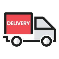 Minimalist Cargo Truck Illustration in Red and Grey Icon Design vector