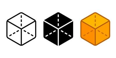 Cube three dimensional icon. Geometric square shape sign. Box symbol. Perspective block illustration. vector