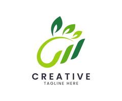 Natural growth logo icon symbol design with leaf and growth chart for financial business. vector