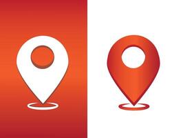 Location Pin , GPS, Map Position Marker, Flat design white , Red, Editable vector