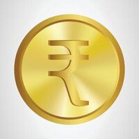 Golden isolated rupee coin on the white background. finance design element vector