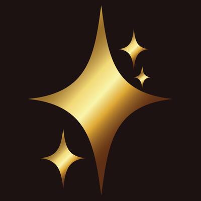 Sparkline Golden Star, Glittering star sparkle, Twinkle star in Gold, Golden glowing sparkle, Shining icon