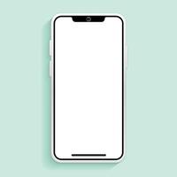 White modern smartphone mockup isolated on blue background 3D rendering vector
