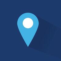 pin point icon blue map location pointer symbol isolated on dark background vector