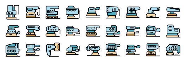 Sander icons set. Outline set of sander icons thin line color flat on white vector