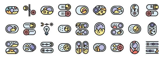Day and night mode toggle switch icons representing light and dark settings vector