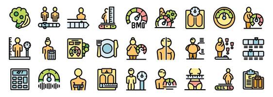 Nutritionists measuring bmi, evaluating diets and calculating body fat percentage vector