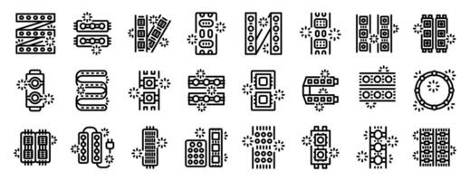 Led stripsx icons set. Led strip lights icons representing illumination and modern lighting solutions vector