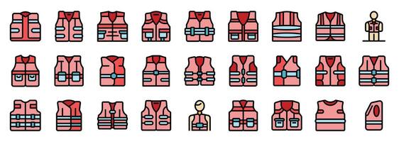 Life vest icons showing different types of personal flotation devices for water safety vector