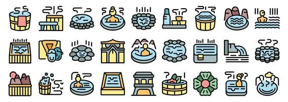 People relaxing in onsen, hot springs and spa, enjoying japanese bathing culture vector