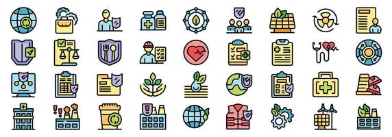 Corporate social responsibility icons showing environmental protection, ethical business practices, and community engagement vector