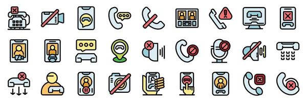 Collection of blocked communication icons representing avoiding contact and disconnecting vector