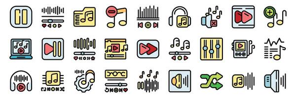 Audio editing software icons showing music production and sound design vector